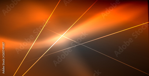 Neon glowing lines, magic energy space light concept, abstract background wallpaper design © antishock