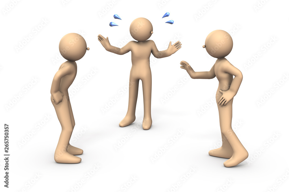 喧嘩する人と仲裁する人を表すアブストラクト 喧嘩する人と仲裁する人を表すアブストラクト