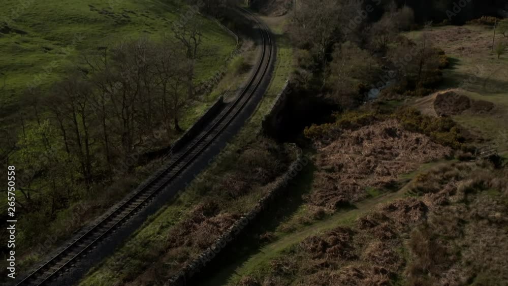 Pedestal Reveal Shot of Railway Bridge in North York Moors National Park