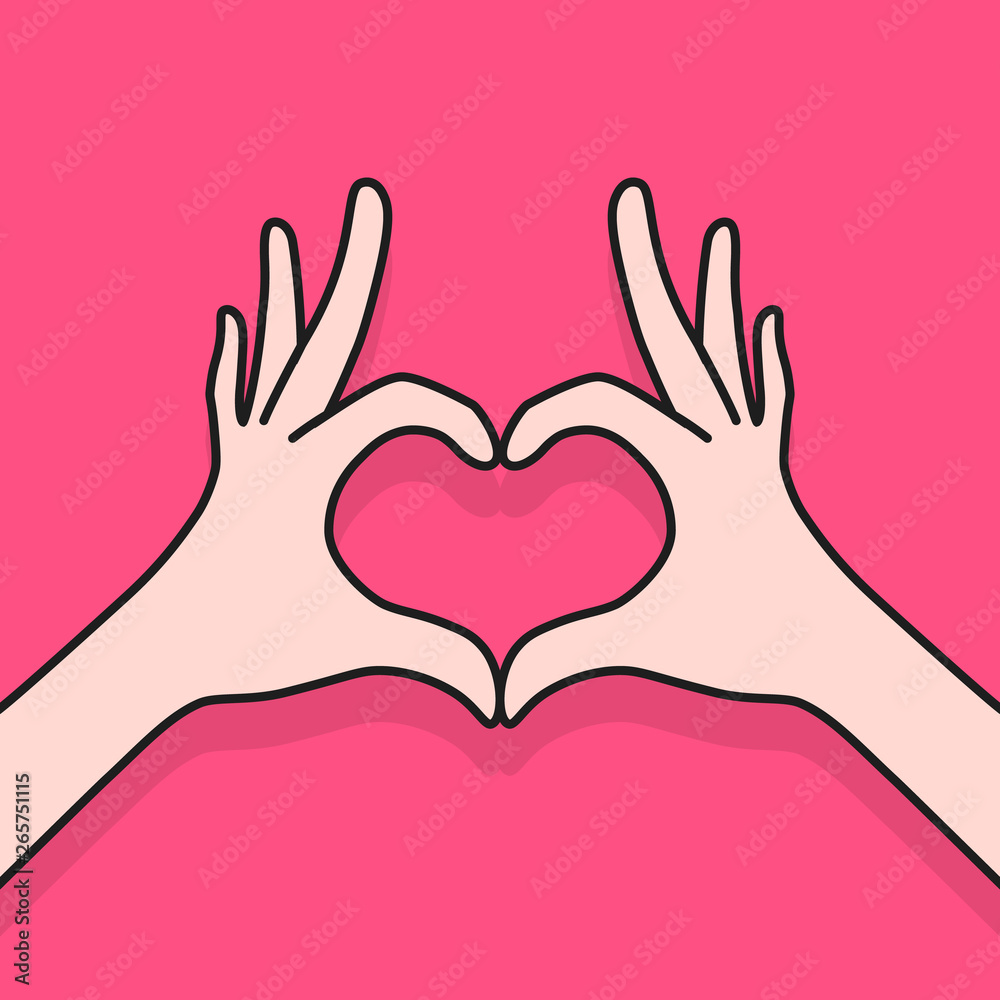 Obraz premium cartoon female hands making heart