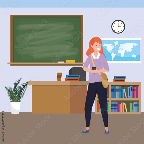 Millennial student indoors classroom