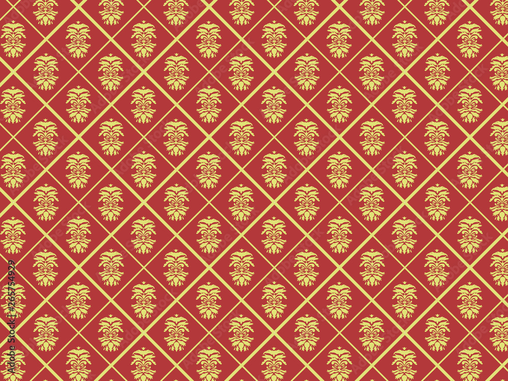 Luxury Damask pattern, seamless wallpaper in vintage style. 
