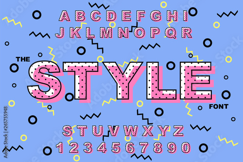 Vector of modern bold font and alphabet. Vintage Alphabet vector 80 s, 90 s