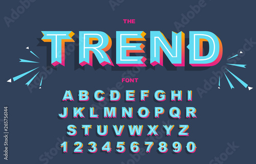 Vector of modern bold font and Vintage Alphabet vector 80 s, 90 s