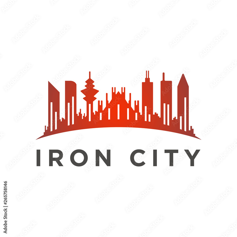 City with a tall tower logo template