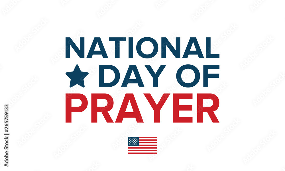 Plakat National Day of Prayer in United States. First Thursday of May. Annual day when Americans turn to God in prayer and meditation. Poster, card, banner and background. Vector illustration