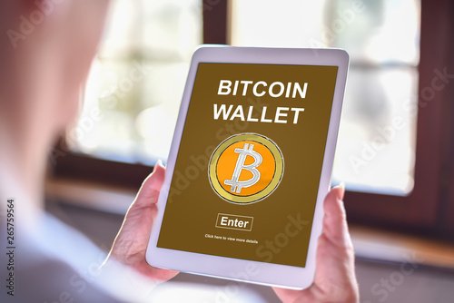 Bitcoin wallet concept on a tablet