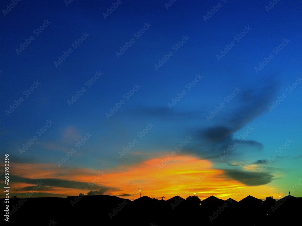 Burning cloud and blues sky background