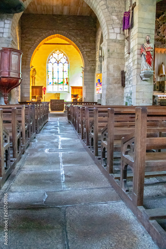 Rochefort-en-terre. Intérieur de l'église collégiale Notre-Dame-de-la-Tronchaye. Morbihan. Bretagne © guitou60