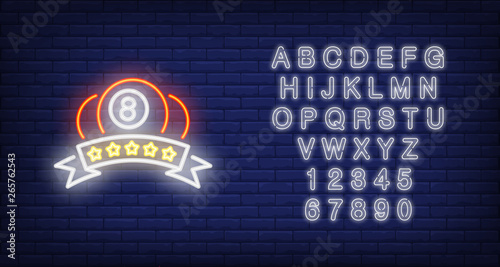 Billiard balls and rating neon sign