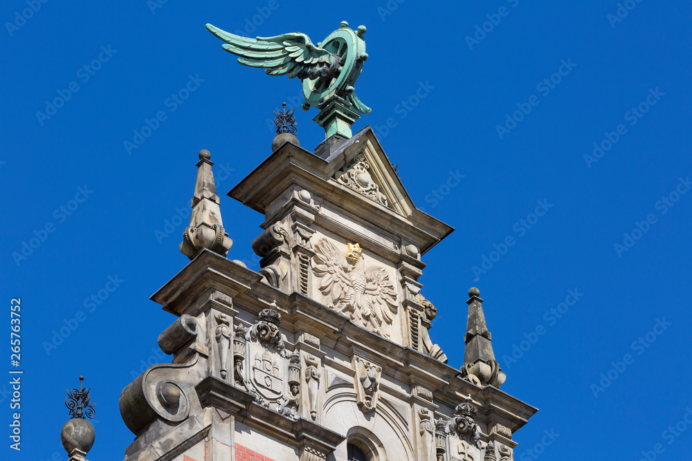 Railway Station main Gdansk, details of facade, Gdansk, Poland.