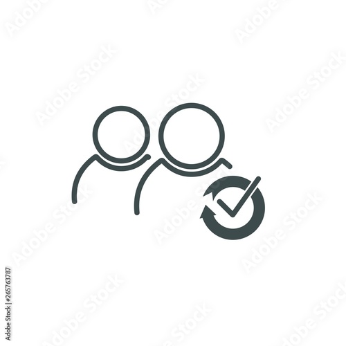 People with a reorganization icon, update. White background.