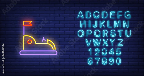 Go kart in amusement park neon sign