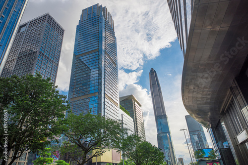 Window glass, Modern architecture in the blue sky white cloud city photo