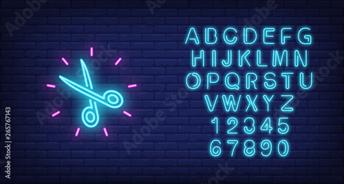 Shining scissors neon sign