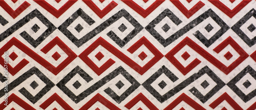 marble kitchen wall tile with abstract mosaic geometric pattern, vintage paper texture