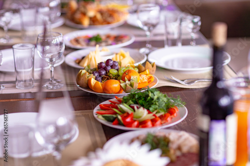 wedding table setting in the restaurant,shot in natural light