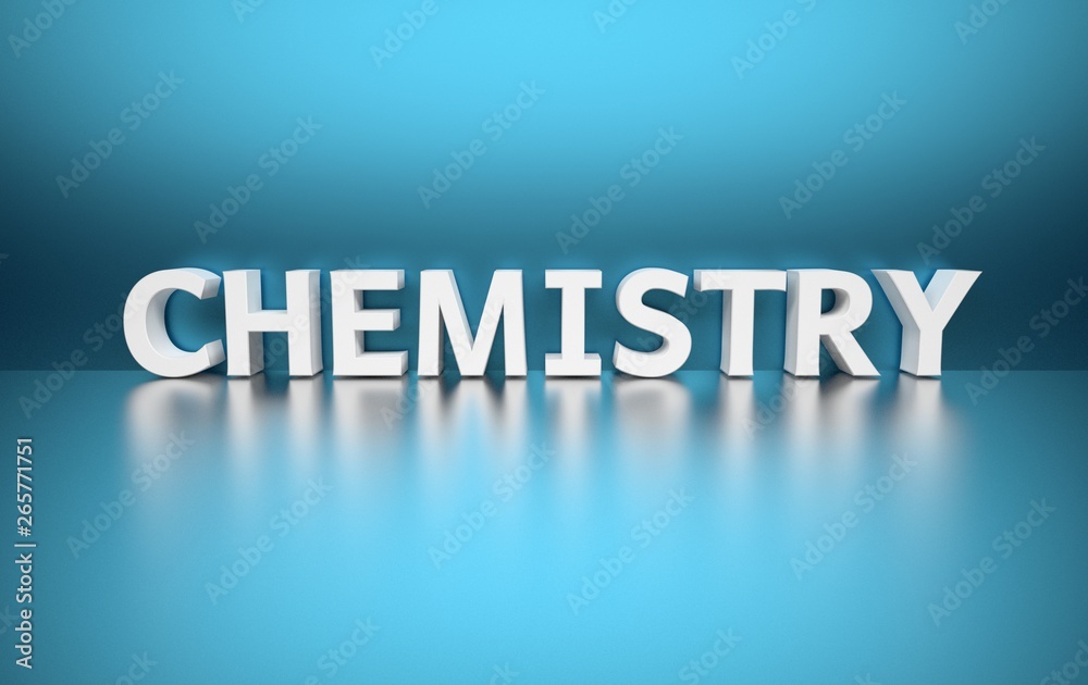 Word Chemistry on blue background