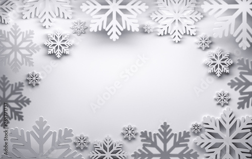 White Christmas snowy background with copy space