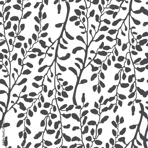 Fotografi Seamless pattern with hand drawn illustration of plants