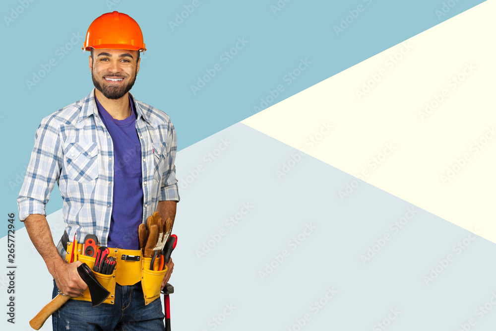 handsome happy workman handsome happy workman