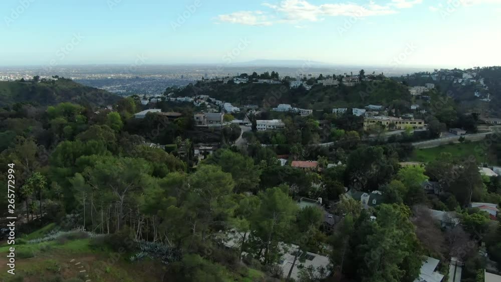 os Angeles from Hollywood Hills Aerial Establish Shot USA