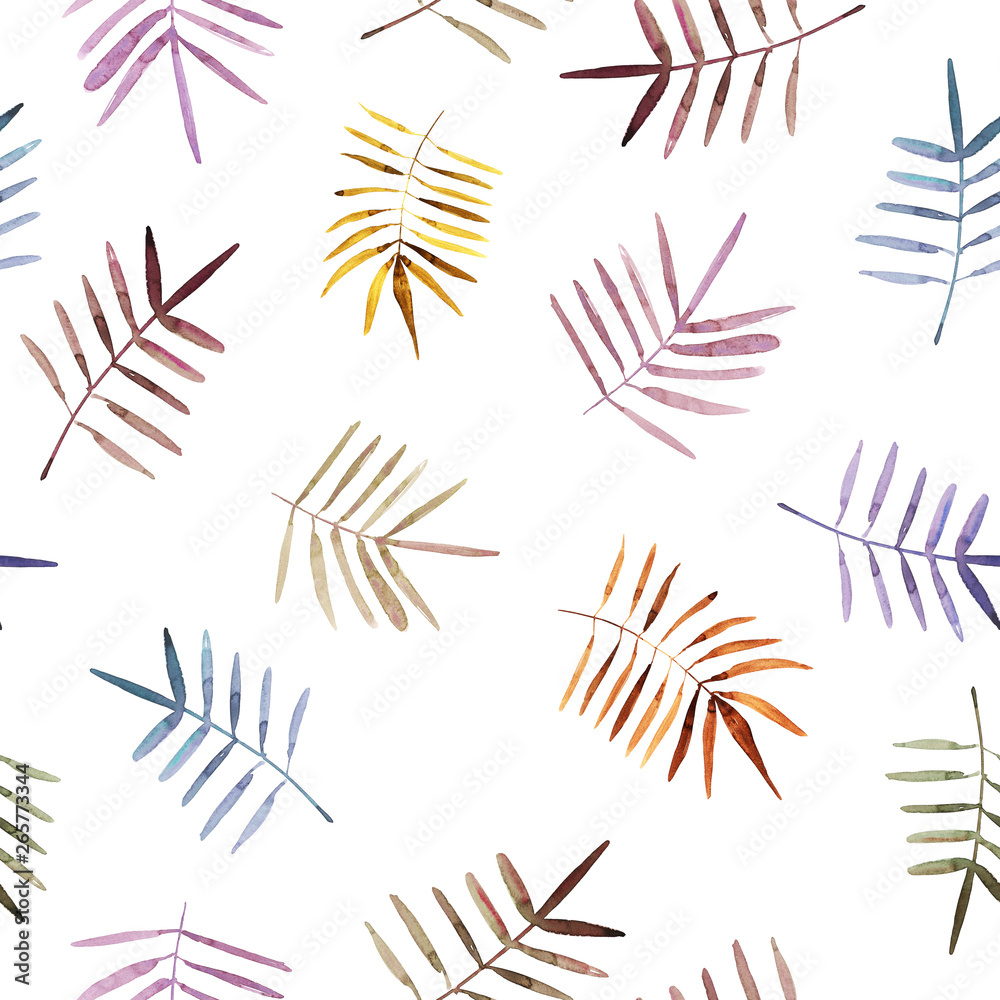 Leaves watercolor bright seamless pattern. Be used to greeting card, poster, textile, wallpaper, print, branding. Leaves watercolor bright seamless pattern. Be used to greeting card, poster, textile, wallpaper, print, branding.