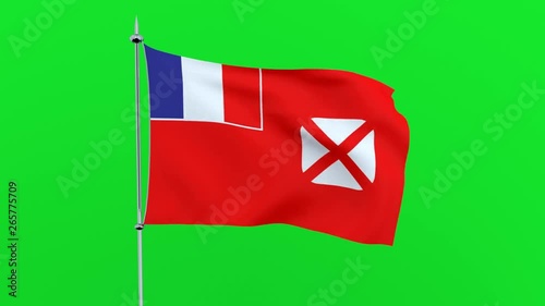 Flag of the country    Wallis and Futuna on green background. 3D rendering