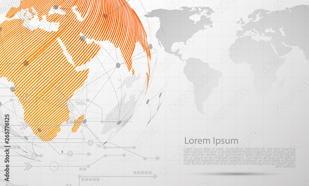 Fototapeta premium Global network connection. world map point Internet of Things, Computing Design technology Background