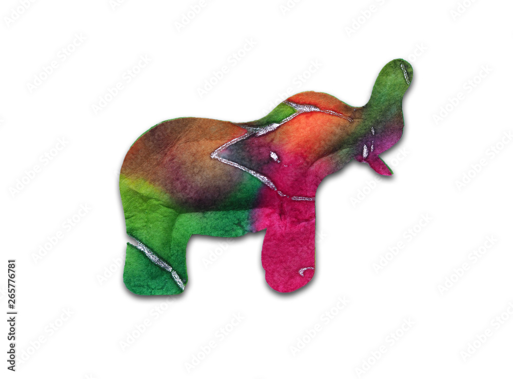 Fototapeta premium Animal paper cut . colorful art on white paper.