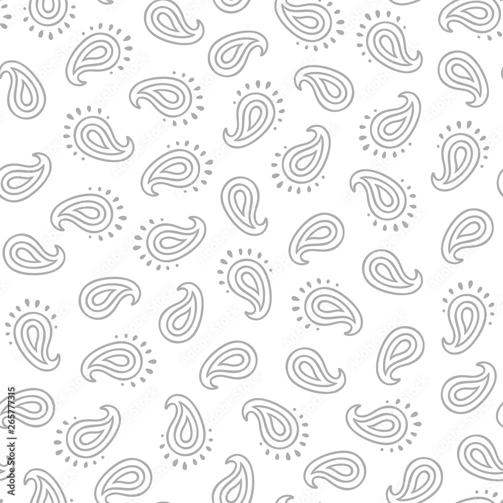 Black and white paisley seamless pattern.