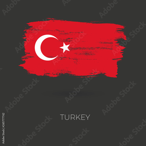 Turkey colorful brush strokes painted national country flag icon. Painted texture..