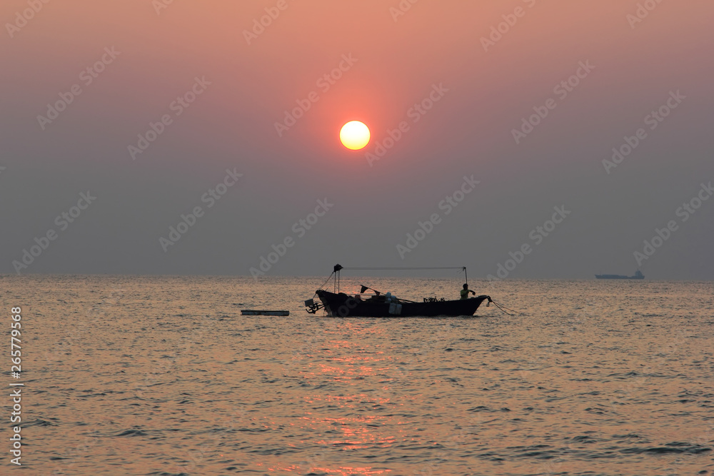 Sunrise and sunset on the sea and boat. Sunrise and sunset on the sea and boat.
