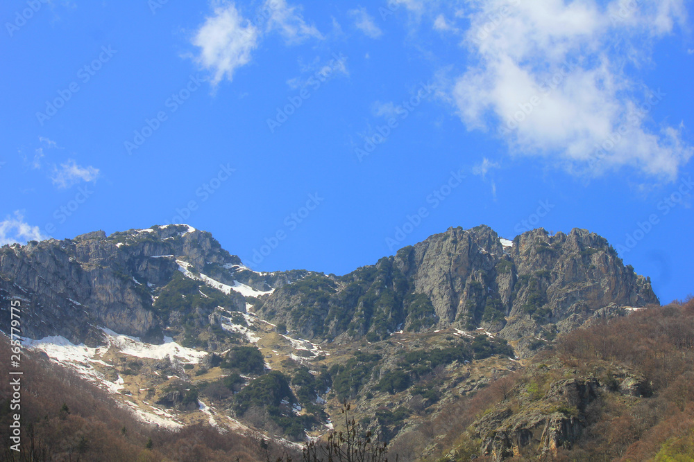 panorama of mountain range in Spring