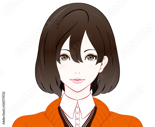 秋服の女性 真顔 Stock イラスト Adobe Stock