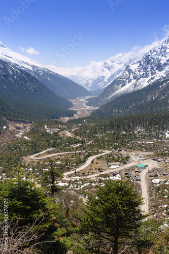 View of alps in Yumthang valley
