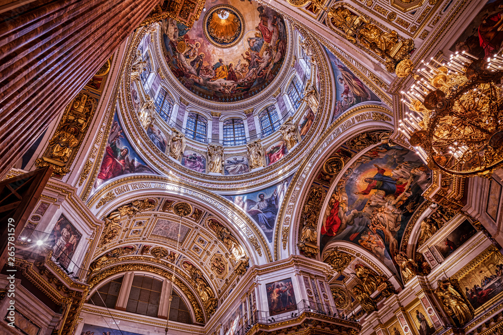 Interior shot of the St Isaac's Cathedral in Saint Petersburg, Russia