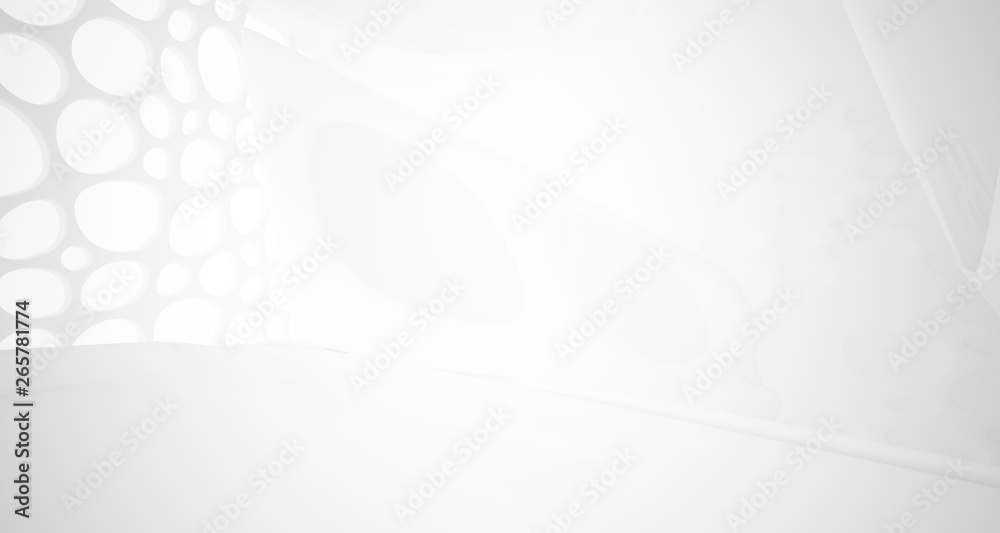 White smooth abstract architectural background. 3D illustration and rendering