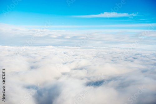 Clear blue sky with white clouds. Can be used as nature background © Pavlo Vakhrushev