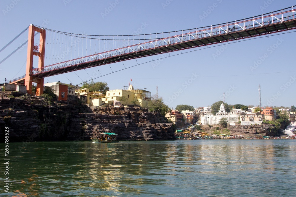 Fototapeta premium Bridge across River, Onkareshwar