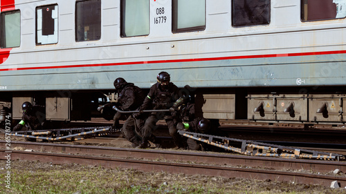 The counterterrorism unit is storming the train