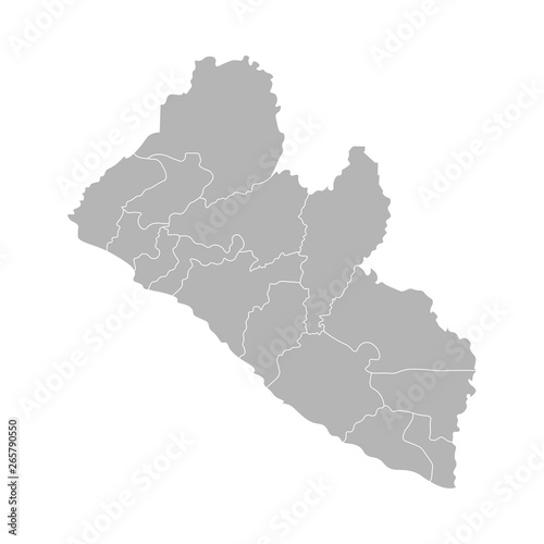 Vector isolated illustration of simplified administrative map Liberia. Borders of the counties.