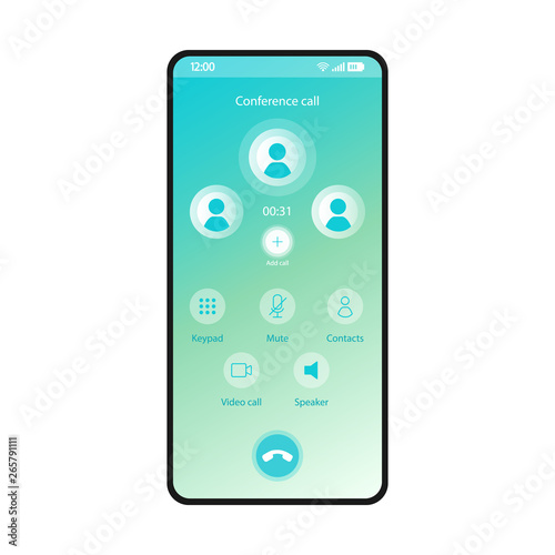 Conference call smartphone interface vector template