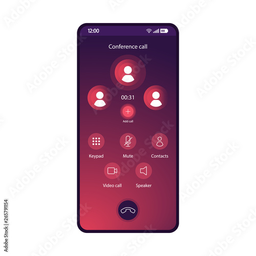 Conference call smartphone interface vector template