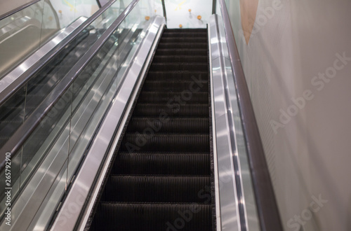 Escalator, moving staircase, from down to up