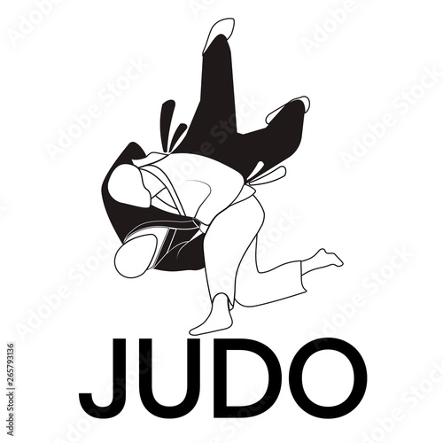 Judo vector illustration. Simple logo for judo. Fighter symbol flat vector sign isolated on white background