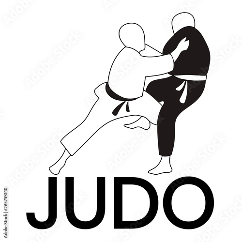 Judo vector illustration. Simple logo for judo. Fighter symbol flat vector sign isolated on white background