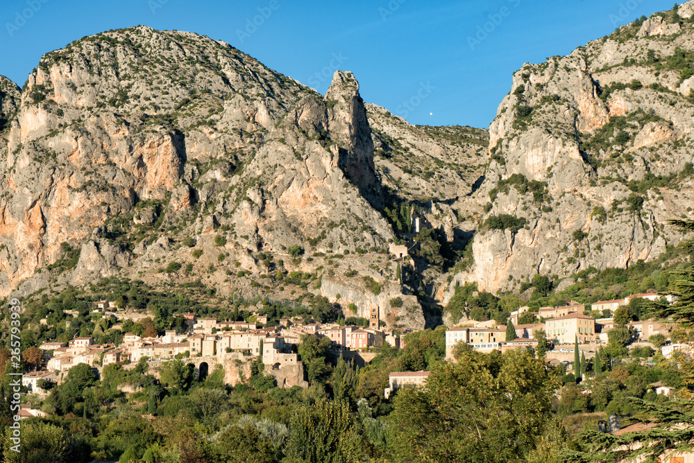 Beautiful old town in Provence, Moustiers Sainte Marie, France