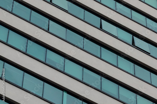 close up of windows on skyscraper office building