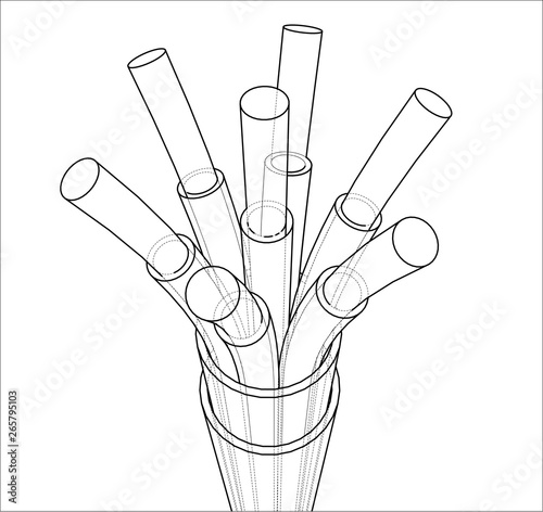 Seven-wire cable. Wire frame. Vector